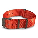AlphaShark by BluShark Luxury Seat Belt Nylon Watch Strap 22mm Orange