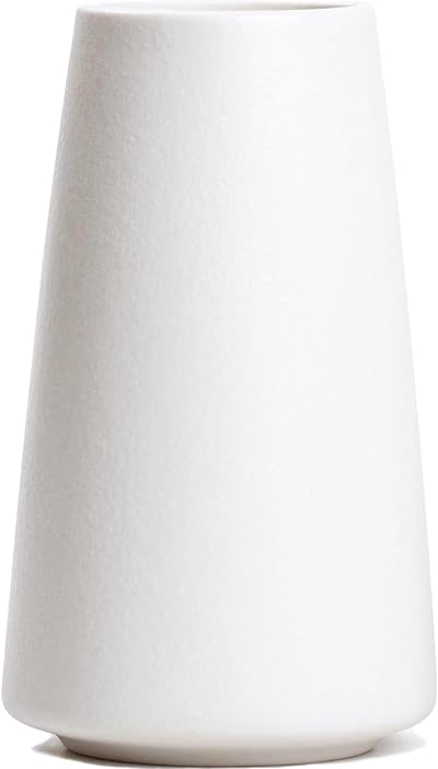 HUBUISH White Ceramic Vase 15cm Minimalist Modern Boho Home Decor