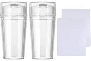 Xiaokeis 4 PCS French Nail Tip Stamps, Round Jelly Stampers with Scrapers, Soft Clear Silicone Nail Stamping French Manicure Home DIY Nail Art Tool for Gel Nail Polish DIY Nail Art Tools(Clear)