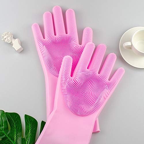HEDWINN Silicone Hand Gloves with Scrubber, Scrub Cleaning Gloves with Microfiber bristles for Dishwashing and Pet Grooming etc. (Multi Color, 1 Pair) HEDWINN Silicone Hand Gloves with Scrubber, Scrub Cleaning Gloves with Microfiber bristles for Dishwashing and Pet Grooming etc. (Multi Color, 1 Pair)