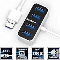 Sabrent 4 Port Mini Portable USB 3.0 Hub [2-ft cable] the World's Smallest USB 3.0 Hub (HB-MNBW)