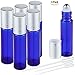 Auperwel DorisMax Blue Glass Bottles,Essential Oil Bottles with Roller Balls and Silver Cap with 3X Dropper Include,10ml(6Pack)