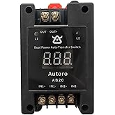 Autoro AB20C DC Dual Power Automatic Transfer Switch ATS 30V/20A/Display | DC5V-30V IN, 20A OUT, Seamless Auto Switch ATS for RV DC Fridge/UPS Power/Adapter/Surveillance/Off-Grid/Solar Panel/Database