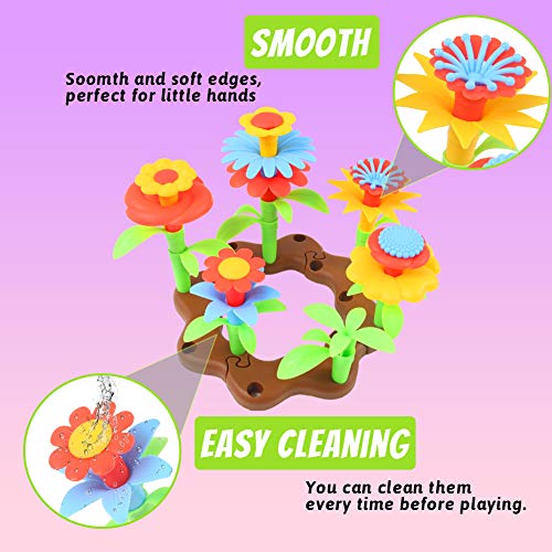 BigOtters Flower Garden Building Toys, 60PCS Stem Toy Educational Stacking Game Playset Gardening Pretend Gift for Girls
