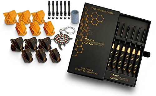 Professional Steel Tip Darts Set - Custom Shaft and Flight Setup | 6 Brass Barrels 22grams | 12 Aluminum Shafts 35/48mm | 12 Flights Standard/Slim | Darts Sharpener | Darts tool and Case - Thumbnail 3