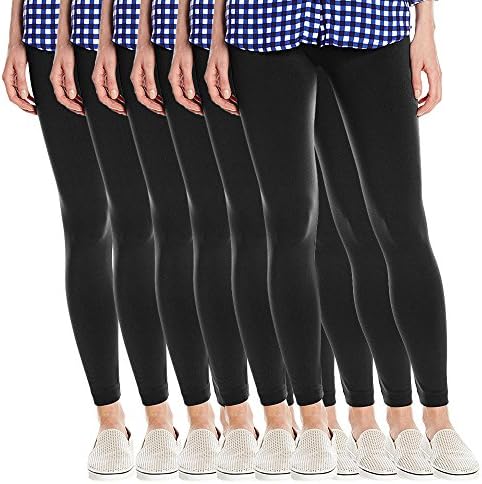 Fashion Printed Women's Super Soft Fleece Lined Leggings, One Size - Pack Of 6 - Blacks