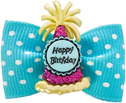 Hot Bows Birthday Bash with a No-Slip French Clip for Dogs