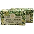 Wavertree & London Lemongrass & Lemon Myrtle Scented Natural Soap (2 Bars), 7oz Moisturizing French Triple Milled Soap Bars enriched with shea butter - Pure Plant Oil Bath & Body Soap Bars