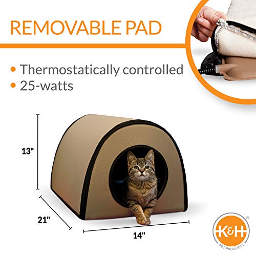 K&H Pet Products Thermo Mod Kitty Shelter Waterproof Outdoor Heated Cat
