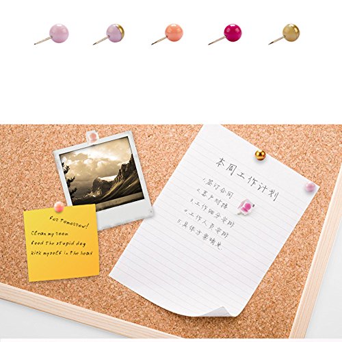 MultiBey Gold and Pastel Thumbtacks Round Decorative Thumb Tacks and Pushpins for Memo Board or Cork Board, Box of 120pcs