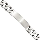 JewelryWeb 925 Sterling Silver Solid Oxidized Antiqued Curb ID Bracelet Lobster Claw 10mm Wide Identification Bracelet for Women