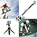 CamKix Premium 3in1 Telescopic Pole 16-47 Inch & Tripod Base Kit compatible with GoPro Hero 7, 6, Fusion, 5, Black, Session, Hero 4, Session, Black, Silver, Hero+ LCD, 3+, 3, 2, 1, Camera + Smartphone