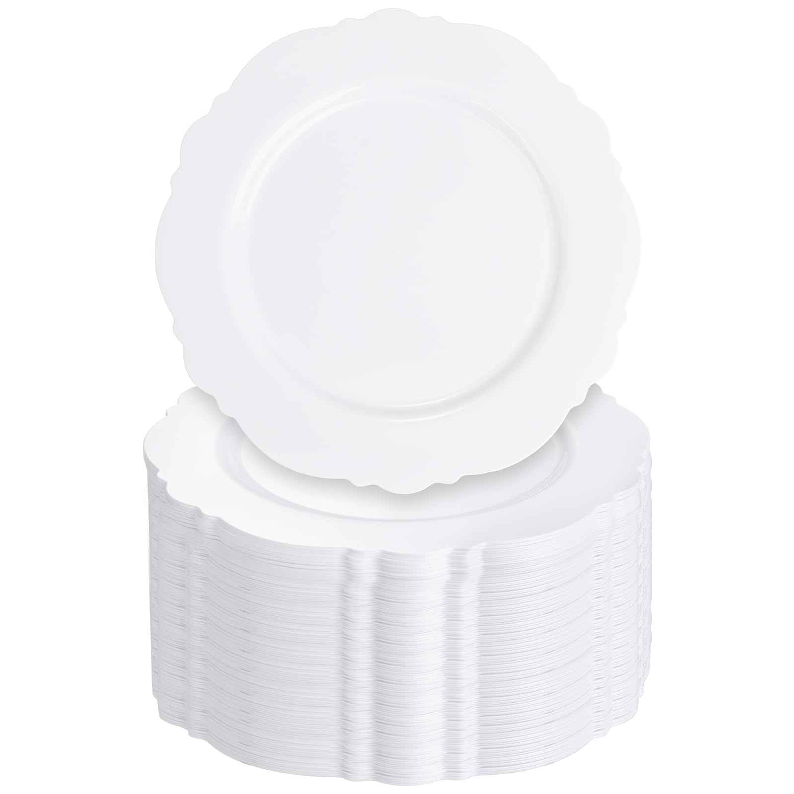 Photo 1 of WDF 60pcs White Plastic Plates -10.25inch Baroque White Disposable Dinner Plates for Upscale Parties/Wedding
