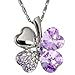 Dahlia Four Leaf Clover Necklace with Swarovski Crystals, Rhodium Plated, 16