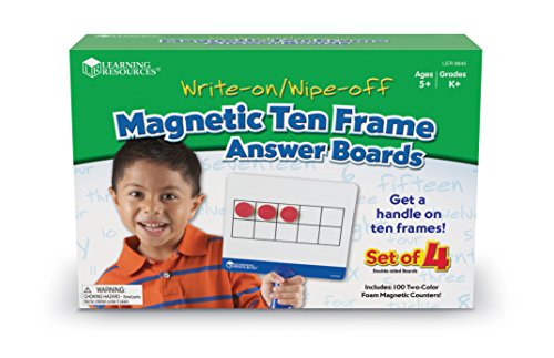 Learning Resources Magnetic Ten-Frame Answer Boards, Set of 4 with 100 counters