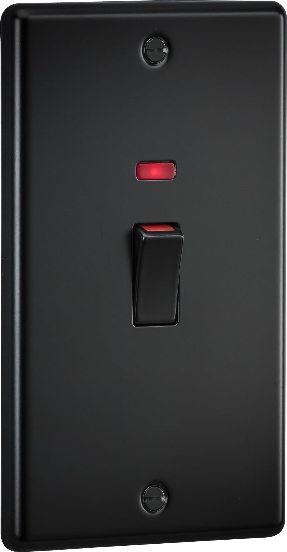 Knightsbridge 45A 2G DP Switch with neon - Matt Black