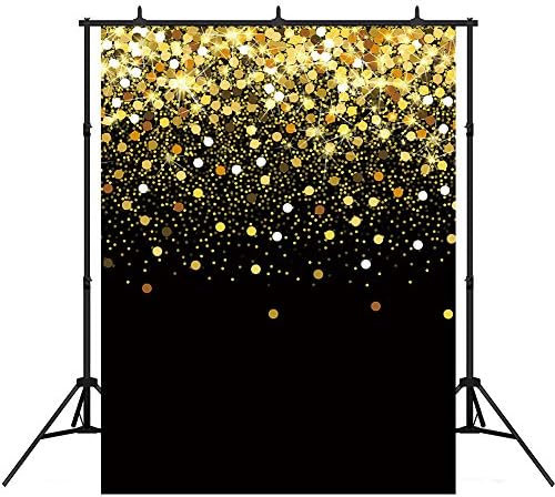 5x7ft Gold Glitter Backdrops for Photography Vinyl Scattered Round Dots Photo Backgrounds Portrait Photographic Booth