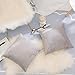 Home Brilliant Set of 2 Solid Square Ultra Soft Short Plush Velvet Accent Throw Pillow Sham Cushion Cover for Office Car Travel, 18 Inch(45cm), Light Grey
