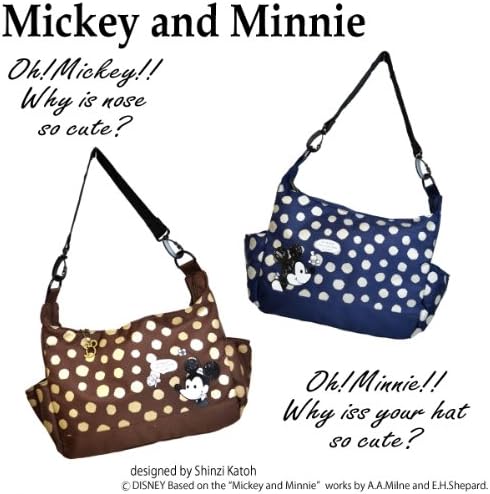 Amazon Disneyかわいいドット柄ディズニーミッキーミニー 2wayショルダーバッグ ネイビー ショルダーバッグ