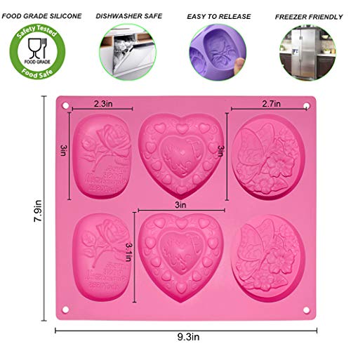 Helpcook 3 Pack Silicone Soap Molds,6 Cavities Soap Making Molds,Mixed