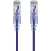 Monoprice - 116318 SlimRun Cat6A Ethernet Patch Cable - Snagless RJ45 UTP Pure Bare Copper Wire 10G 30AWG 1ft Purple 10-Pack