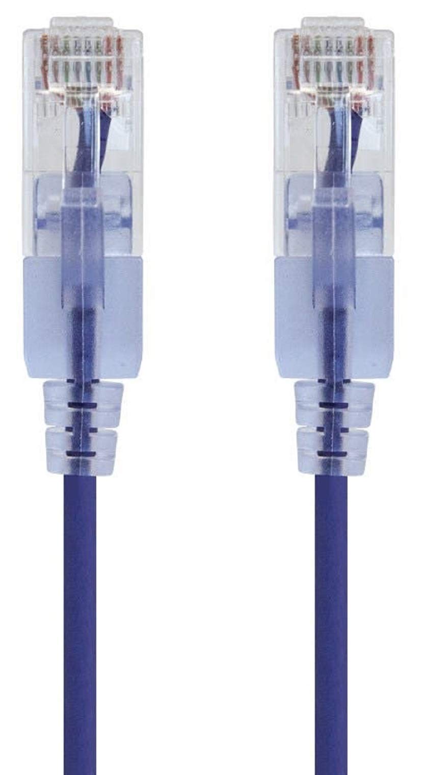 Monoprice - 116318 SlimRun Cat6A Ethernet Patch Cable - Snagless RJ45 UTP Pure Bare Copper Wire 10G 30AWG 1ft Purple 10-Pack