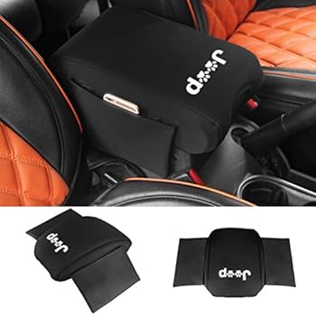 Neoprene Center Console Armrest Pad Cover with Storage Bag For Jeep Wrangler JK Sahara Sport Rubicon X & Unlimited 2011 2012 2013 2014 2015 2016 2017 with Dog Paw Paws Print logo