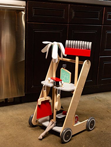 MMP Living Pretend Play Cleaning Cart - 7 Pieces, Wood