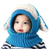 Baby Girls Boys Toddler Winter Hat Scarf Set Cutest Earflap Hood Warm Knit Hat Scarves with Ears Snow Neck Warmer Wool Skull Cap Christmas Gift for Kids 6-36 Months