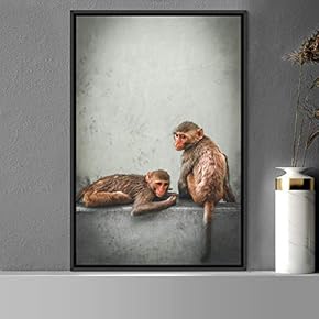 signwin Framed Canvas Wall Art Monkey Animals Expressive...