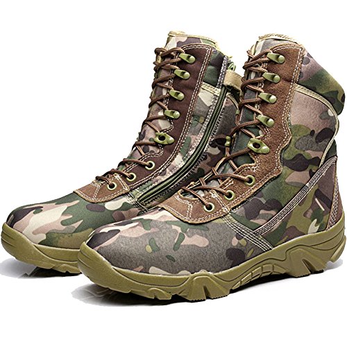 BE DREAMER Men's Delta Side Zip 8 Inches Camouflage Military Boots,US8
