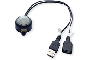 WEISUAN-TUODI DC 5V 2A PIR Motion Activated Mini Body Sensor Switch with USB Interface Cable for LED Strip Light (with Light Sensor, Black)