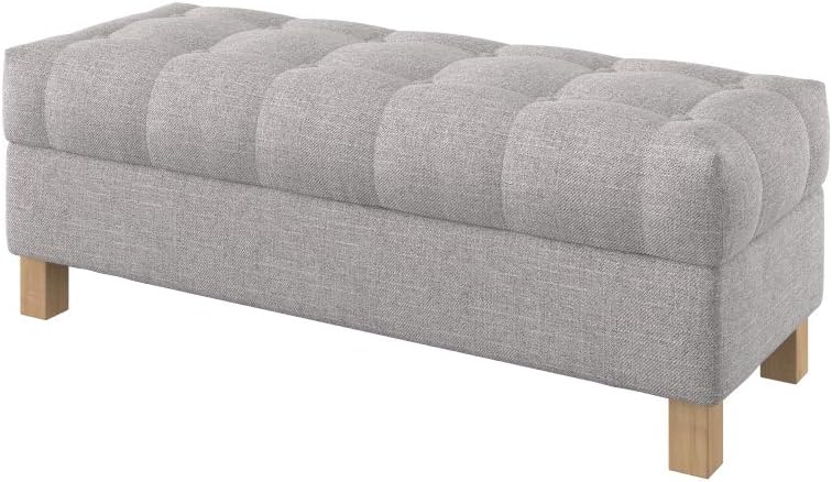 Furninero - 120 cm wide, Button Tufted Upholstered Opened Storage Bench Footstool Ottoman, Squared Legs, Naturel Lilly Beige fabric