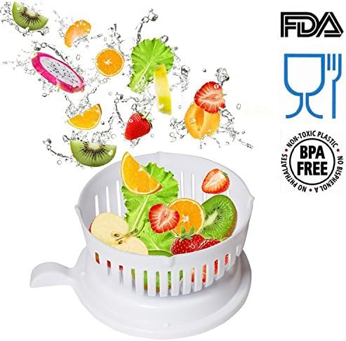 Salad Cutter Bowl,Original Magic Salad Maker -Chop Fresh Vegetables and Fruits in Seconds (White)