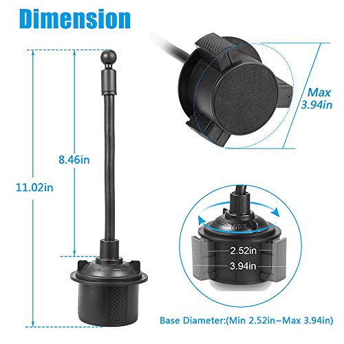 Car Cup Cell Phone Holder, Universal Cup Phone Car Holder Mount with Adjustable Long Neck 360 Rotatable Cradle for iPhone Xr Xs Max 8 7 Plus Galaxy S10 S9 S8 Note 9 Strong Locking Mechanism