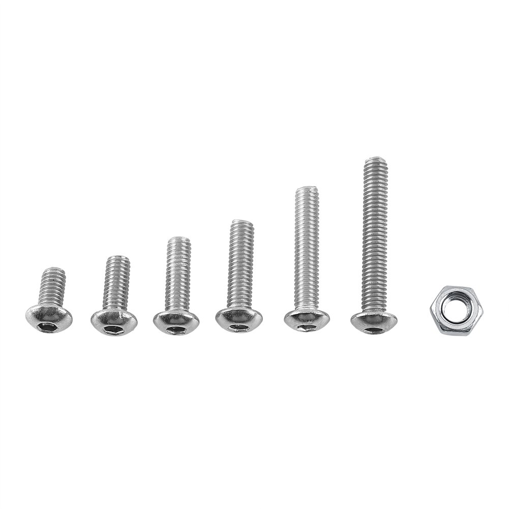 Hilitand 250pcs M3 A2 Stainless Steel Hex Socket Screws Bolt with Hex Nuts Fastener Assortment Kit (B: Button Head)