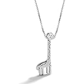 Dankadi Women 925 Sterling Silver Necklace Cute Animal Giraffe Pendant Choker Solid Silver Box Chain 17 inches Fine Jewelry Gifts For Her & Wife