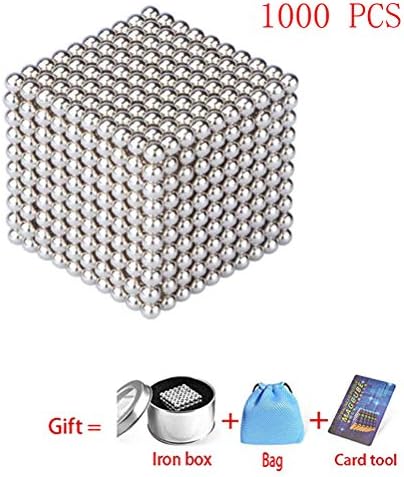 XYZbzr 5MM 1000 pcs Pieces Magnetic Ball Set Building Blocks Toys DIY Educational Toys for Intelligence Learning & Office Stress Relief Desk Sculpture Toy & Stress Relief for Adults (silver)