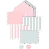 AZAZA Blank Cards and Envelopes 24 Pack,3.5x5 Mini Striped Greeting Cards,Blank Note Cards for Baby Shower,Wedding Thank You Cards,Bridal Shower,Small Quick Notes (Pink and Gray)