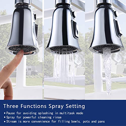 SonTiy Kitchen Sink Faucet Sprayer Head, Pull Down Kitchen Faucet Spout Sink Spray Nozzle Chrome, Utility Pull Out Faucet Head Replacement Parts 3 Functions G1/2 - Thumbnail 6