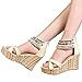 Getmorebeauty Women's Weave Wedge With Pearls Across The Top Platform High Heels