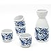 Japanese Sake Set, 5 Pieces Sake Set Hand Painted Retro House Design Porcelain Pottery Traditional Ceramic Cup Craft Wine Glasses(Blue)