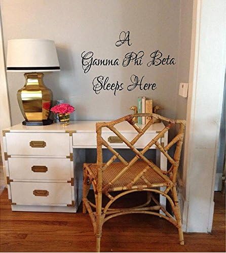 Sorority Vinyl Wall Decal Mural With the wording "A Gamma Phi Beta Sleeps Here" 23"H x 28"W