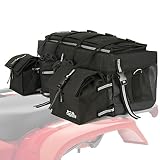 Offroading Gear ATV Rear Storage Bag with Rain Cover and Insulated Cooler Bags, Black