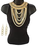 Adjustable Snake and Cuban Link Body Chain with Earrings Jewelry Set