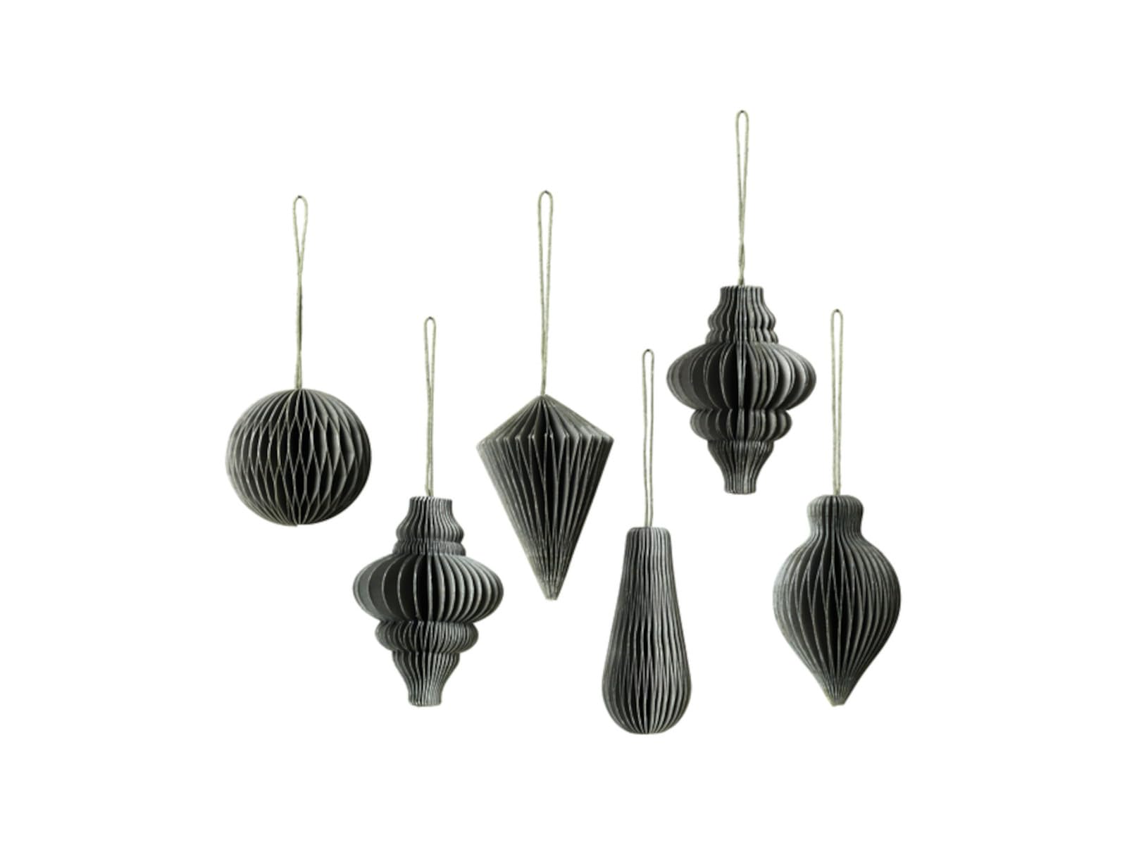 Broste Decorative Christmas Mix Paper Pendants Set of 6 Ready Folded in Box Size 5 x 7 cm Colour Thyme