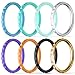 ThunderFit Thin and Stackable Silicone Rings for Women, Rubber Wedding Bands for Women Engagement Diamond Pattern 2.5mm Wide 2mm Thick - 1/4/6/8/16 Variety Multipack