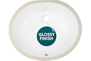 Highpoint Collection Undermount Bathroom Sink – 17"x14" White Oval Bowl Sink with Overflow for Larger Vanity – Porcelain Enamel Glaze Ceramic, Template Included HP-1714W