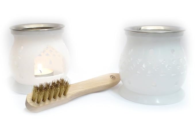 Fumaga – wunderschönes Räucherstövchen „Nofretete“ aus Alabaster - weiß - Höhe: 9,0cm, optional mit Räucherbürste – wählen Si