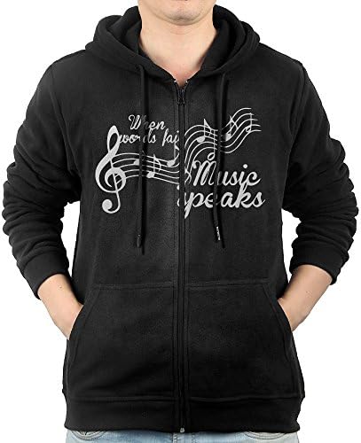 ADKKSI Casual Mens Musical Note Speaks Full-Zip Sweatshirt Hoodie Jacket Small